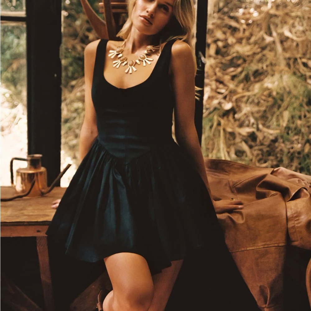 12th Tribe Kit Black Drop Waist Mini Dress
